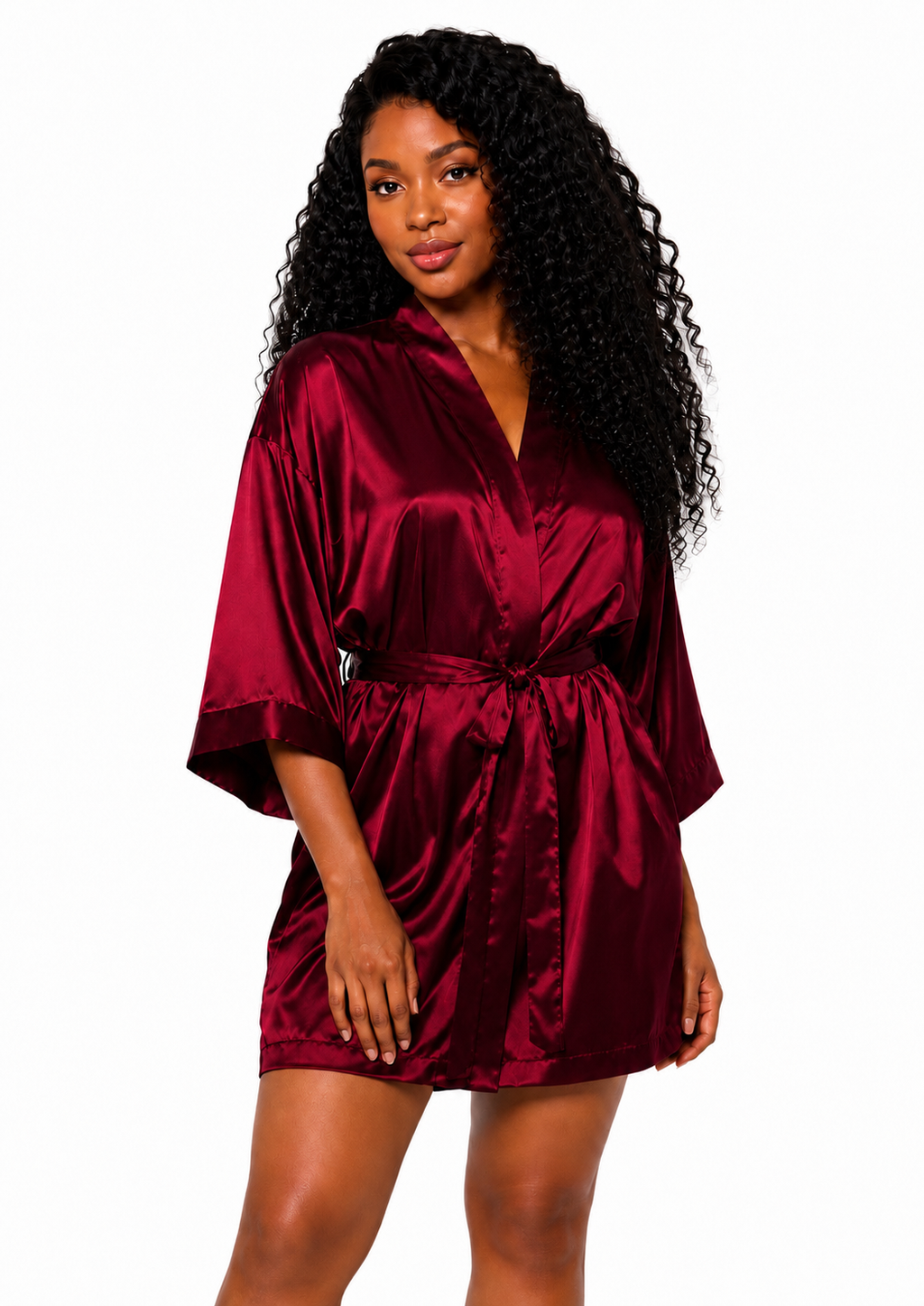 The Sanctuary Satin Robe — Wine