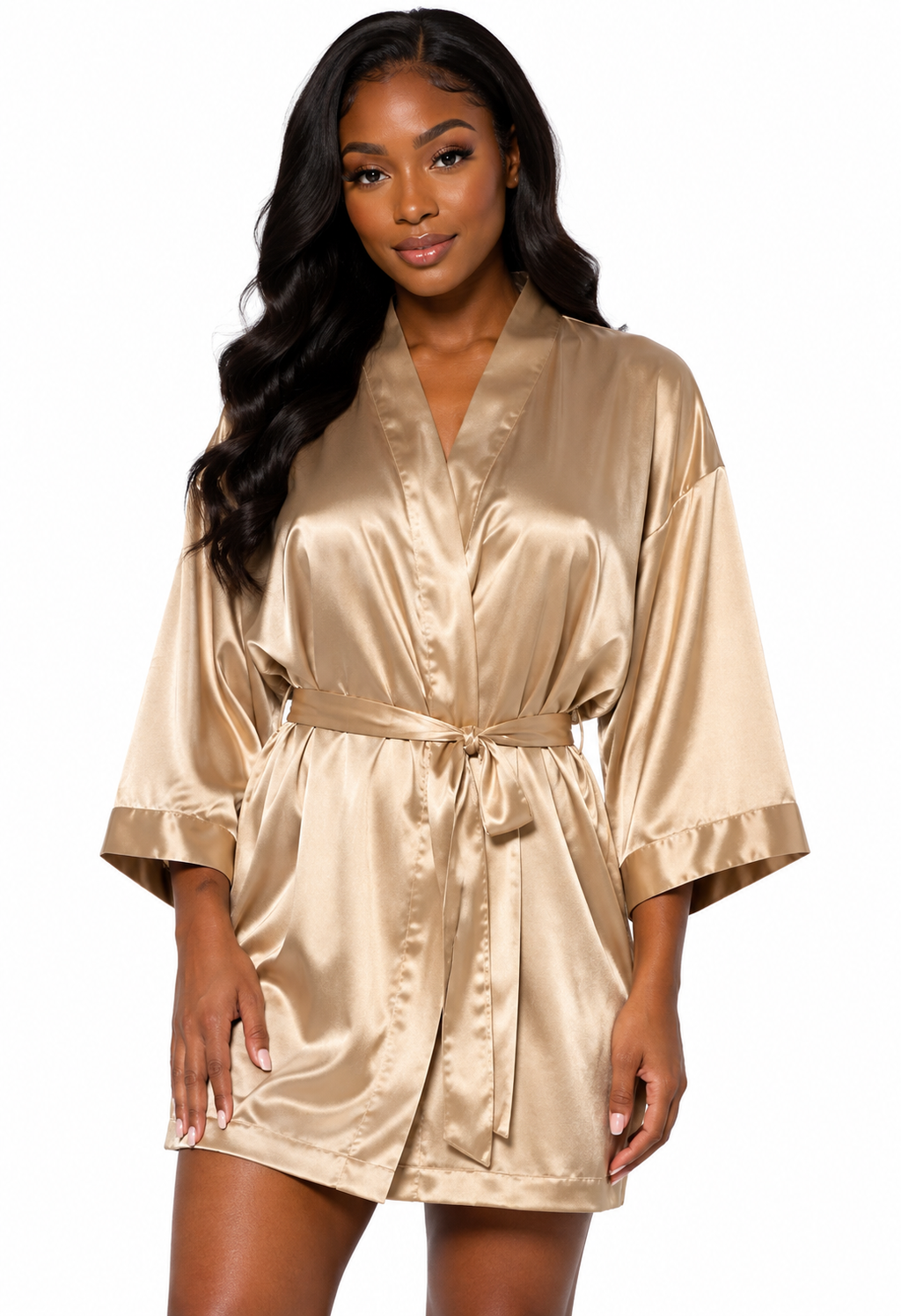The Sanctuary Satin Robe — Taupe