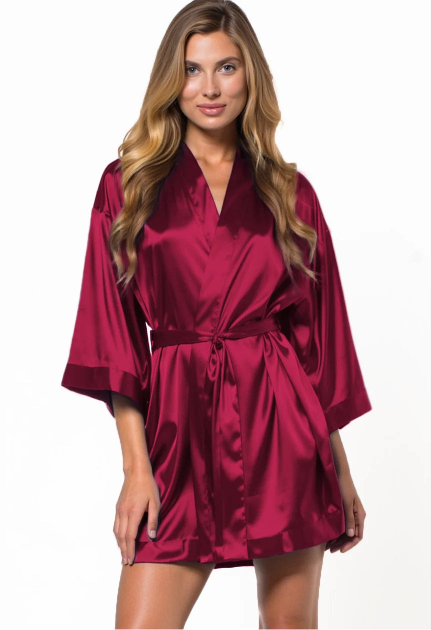 The Sanctuary Satin Robe — Wine