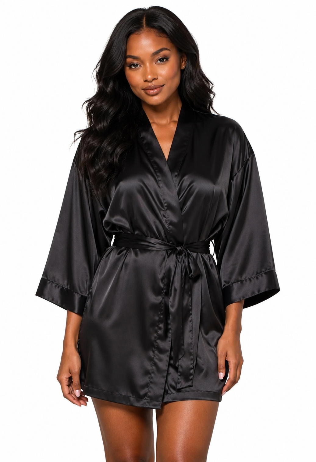 The Sanctuary Satin Robe — Onyx